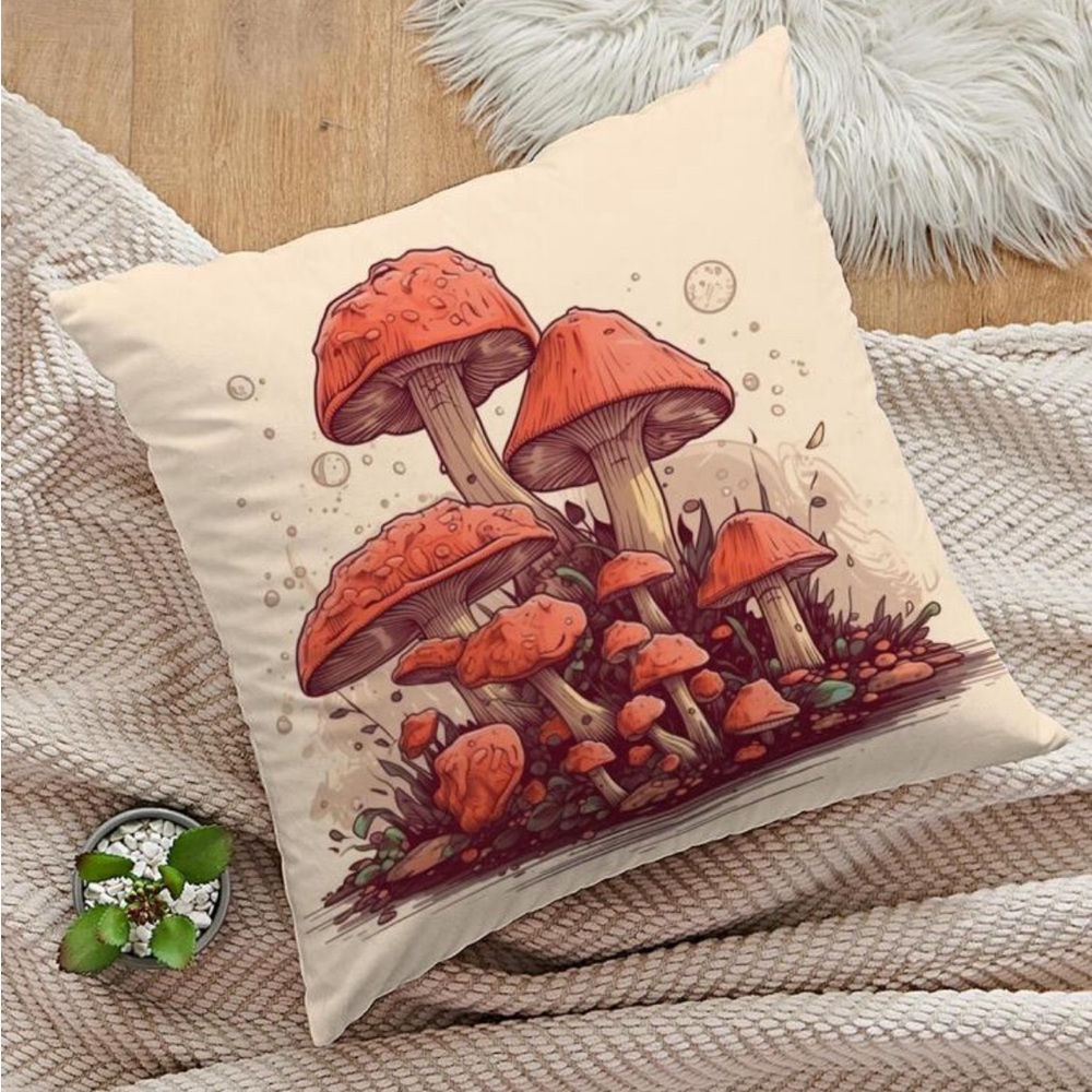 Mushroom Pillow Case - Orange
